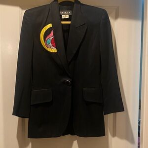 Black Blazer with Colorful Patch